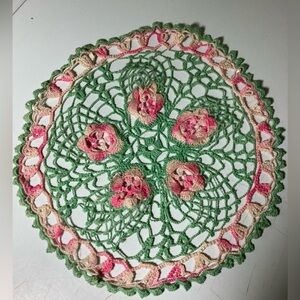 Vintage Crochet Doily with Floral Design. Very old